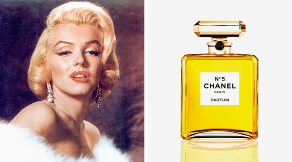 Khi Marilyn Monroe được hỏi cô ấy đang mặc gì trên giường, cô ấy đã trả lời rằng Nước hoa Chanel số 5. Nước hoa này chính là một trong những món đồ mà cô yêu thích. Tuy nhiên, vào năm 2002, theo một nguồn thông tin, Marilyn Monroe cũng mê mệt với làn hương kỳ diệu của Floris Rose Geranium.