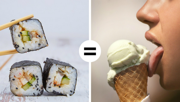 Lượng đường trong ba miếng sushi tương đương với một cây kem ốc quế.