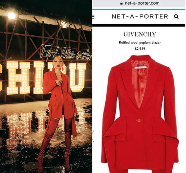 Người đẹp cũng nhượng lại chiếc áo vest Givenchy với giá gốc gần 68 triệu đồng.