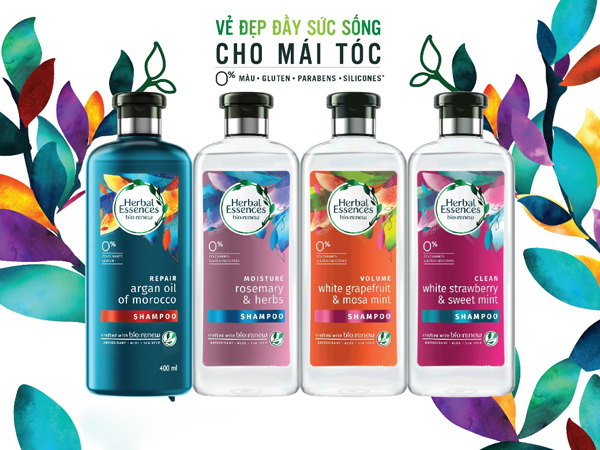 Herbal Essences có thành phần chiết xuất từ thiên nhiên và hoạt chất chống oxy hóa giúp bảo vệ tóc.