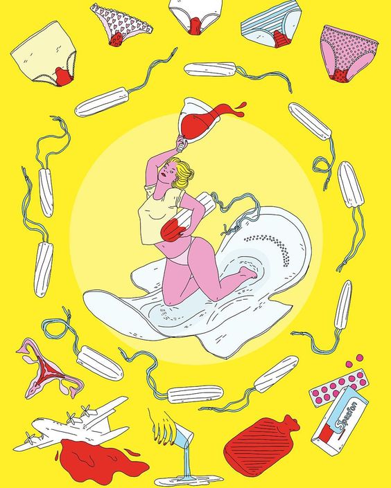 Monday! Happy Lady of the Menstruation . . #illustration #ladiesofthethings #menstruation #periodblood #periodperiodperiod #periodcup #mooncup #tamponfest #annawandagogusey