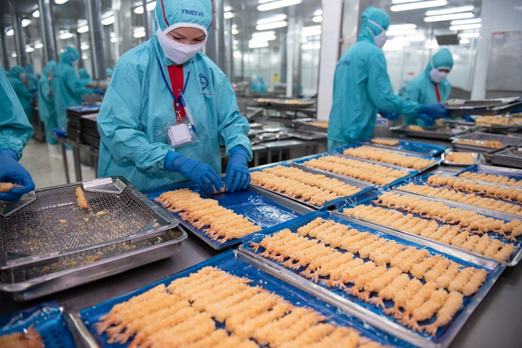 Sản xuất tôm chiên tempura tại nhà máy của Fimex V